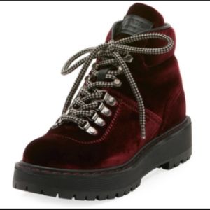 PRADA Bordeaux hiking velvet boots